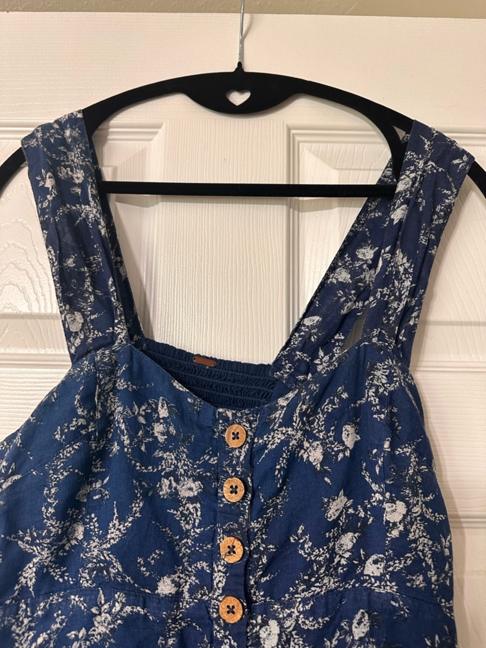 Free People Navy Blue Floral Button-Front Mini Dress - Picture 4 of 8